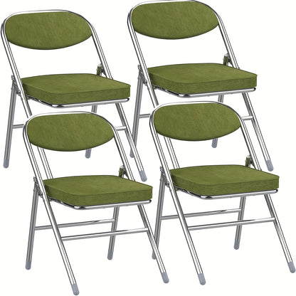 Set van 4 Opvouwbare Bezoekersstoelen – Eetkamerstoelen met Stoffen Bekleding – Geschikt voor Keuken, Binnen, Buiten en Vergaderruimtes, Groen