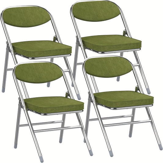 Set van 4 Opvouwbare Bezoekersstoelen – Eetkamerstoelen met Stoffen Bekleding – Geschikt voor Keuken, Binnen, Buiten en Vergaderruimtes, Groen