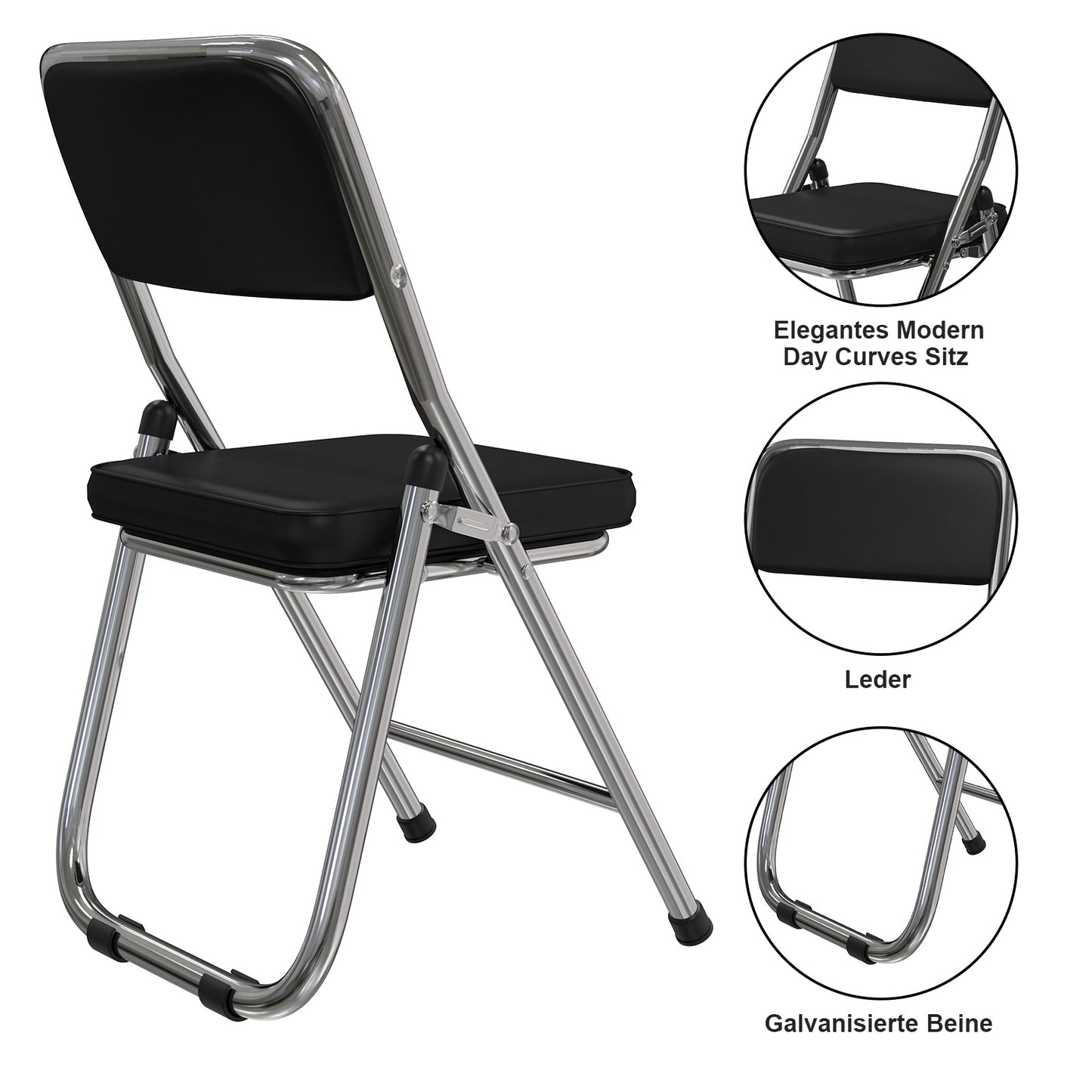 Eetkamerstoelen – Stoelenset – Kuipstoelen – Bistrostoelen – Kunstleren Stoelen – Zwart – Comfortabele Schuimvulling – Stevig Metalen Frame