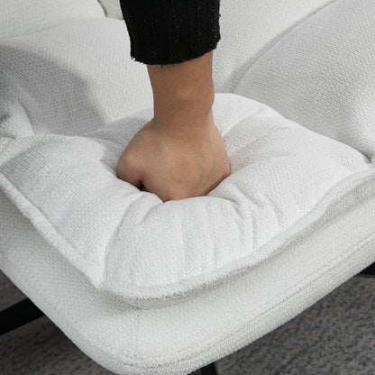 Draaifauteuil – Lounge Chair – Fauteuil – Relaxstoel – Zithoekstoel – Wit – Inklapbare Rugleuning – 360° Draaifunctie