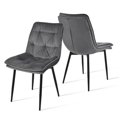 Eetkamerstoel – Stoel – Design Stoel – Comfortabele Stoel – Kuipstoel – Donkergrijs Fluweel – Ergonomische Rugleuning – Dubbele Laag Zitkussen