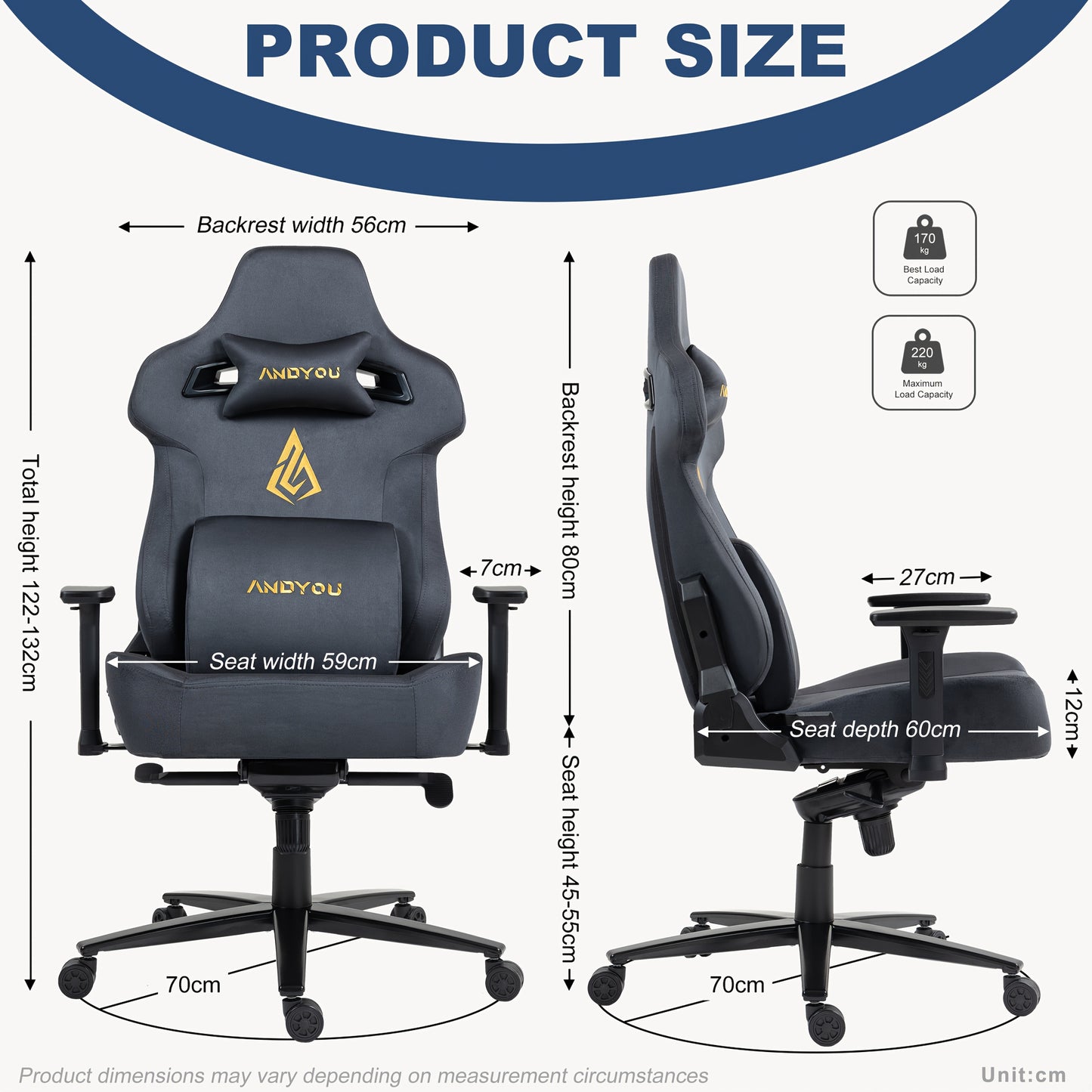 Ergonomische Bureaustoel – Bureaustoel Comfortabel – Werkstoel – Gamingstoel – Computersstoel – Grijs – Memory Foam Zitting – 220 kg Draagkracht