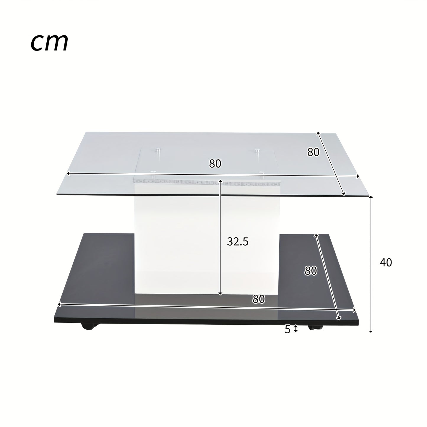 Coffee Table, High Gloss Glass Coffee Table, Movable Coffee Table With Swivel Wheels