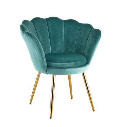 Fauteuil – Loungefauteuil – Relaxstoel – Stoel – Velvet Fauteuil Petrolgroen – Gouden Metalen Poten – Zachte Foamvulling – 69x71x84 cm Compact