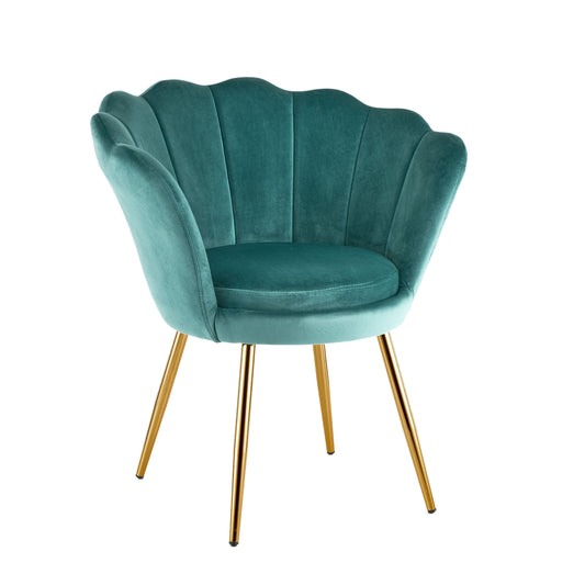 Fauteuil – Loungefauteuil – Relaxstoel – Stoel – Velvet Fauteuil Petrolgroen – Gouden Metalen Poten – Zachte Foamvulling – 69x71x84 cm Compact