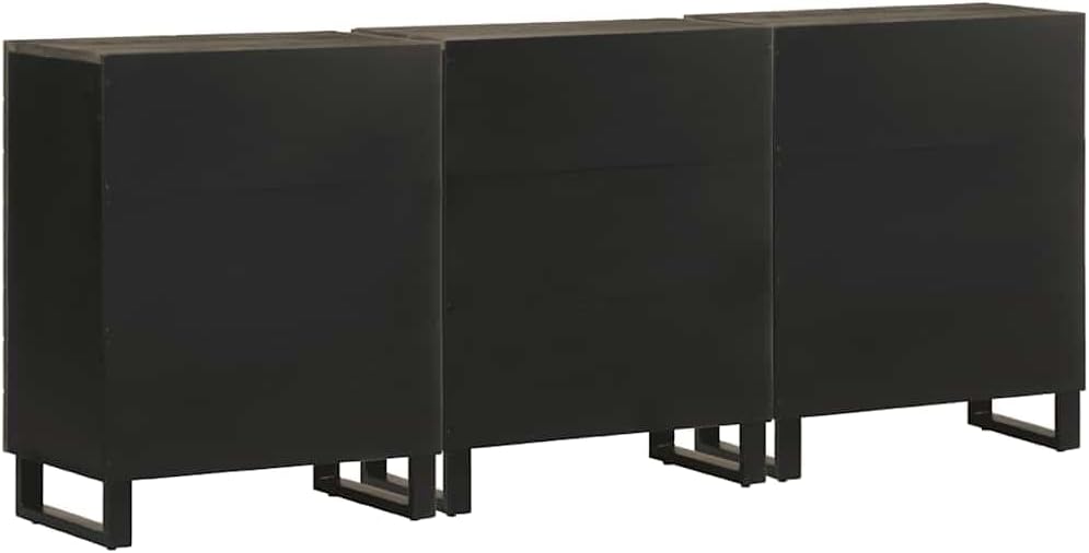 vidaXL 3-piece Dressers 60x33x75 cm solid mango wood black - QUORE
