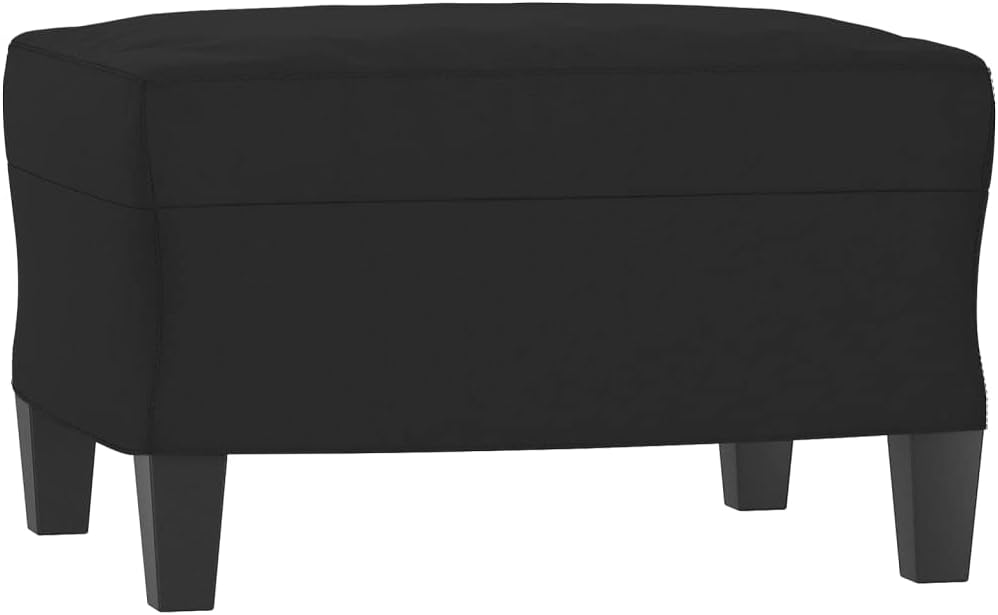 Fauteuil met Kruk – Loungestoel – Moderne Stoel – Armleuningstoel – Leesstoel – Zwart – Microvezelweefsel – Compact 60 cm – Comfortabel met Voetenbank