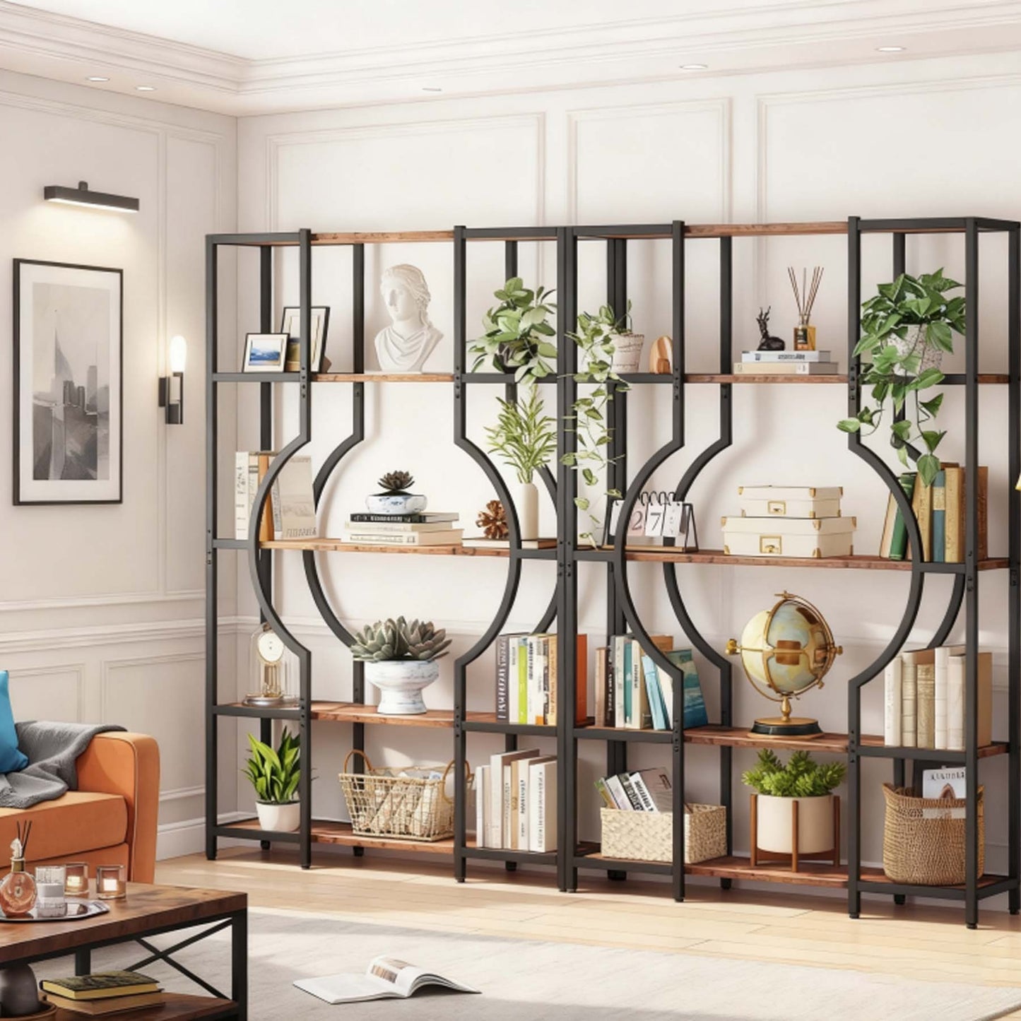 Boekenkast – Boekplank – Boekenrek – Kasten – Vakkenkast – 5-Laags Vintage Design – Hout Metaal Bruin
