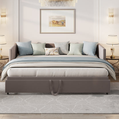 Gestoffeerd Bed – Uittrekbed – Slaapbank – Bedbank – Dagbed – Multifunctioneel – 90/180x200 cm – Fluwelen Bekleding – Lattenbodem