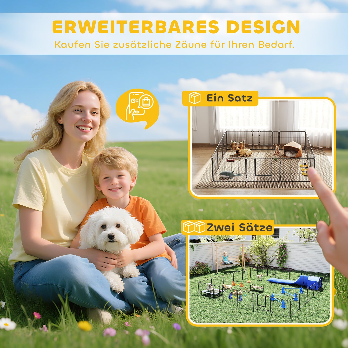 Pet Enclosure, Puppy Playpen, 12 Panels, Outdoor & Indoor, Black