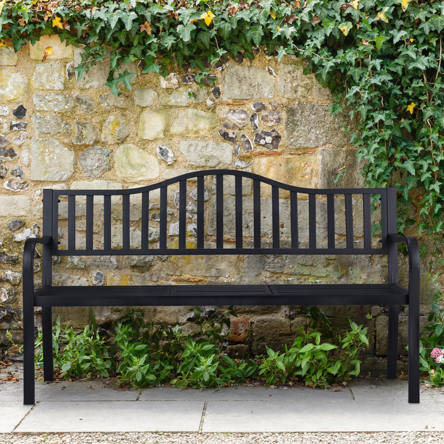 Tuinbank – Buitenbank – Balkonbank – Terrasbank – Zitbank – Opklapbare Tafel – Staal – 150 cm Breed