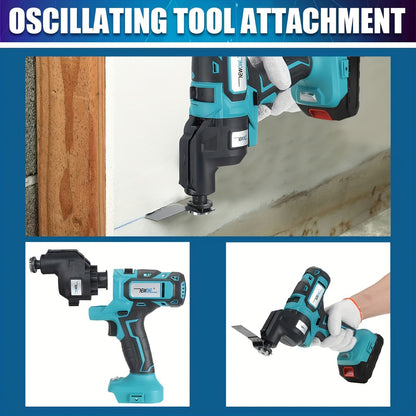 5-in-1 Accu Gereedschap – Boormachine – Reciprozaag – Decoupeerzaag – Multitool – Schuurmachine – 2x 18V 2000mAh Lithium-Ion Batterijen – Snel Wisselmechanisme