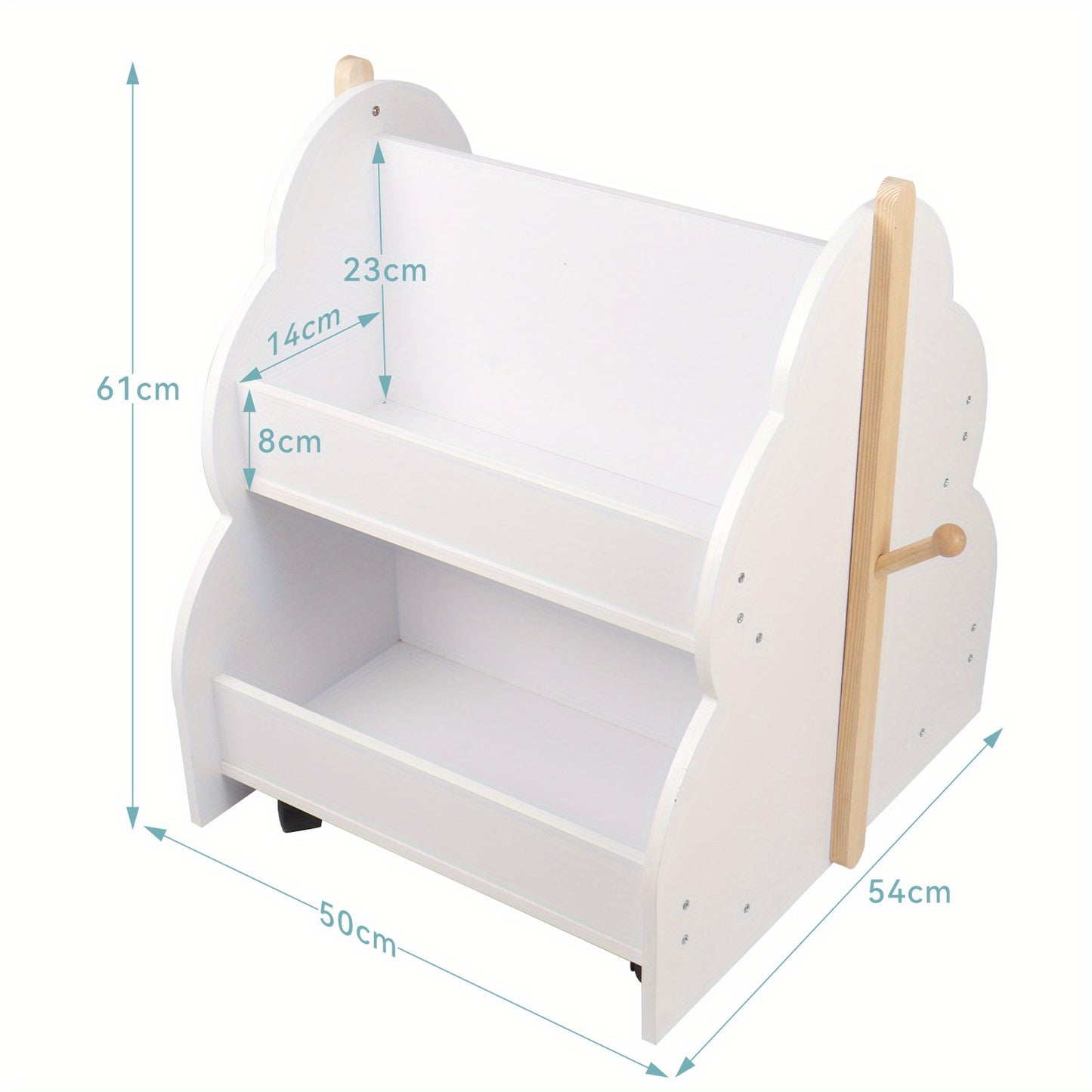Boekenplank – Boekenkast – Wandrek – Opbergkast – Boekenrek – Mobiel Op Wieltjes – Boomvormig Ontwerp – 2 Lagen – 50x54x61 cm – Duurzaam Kunststof