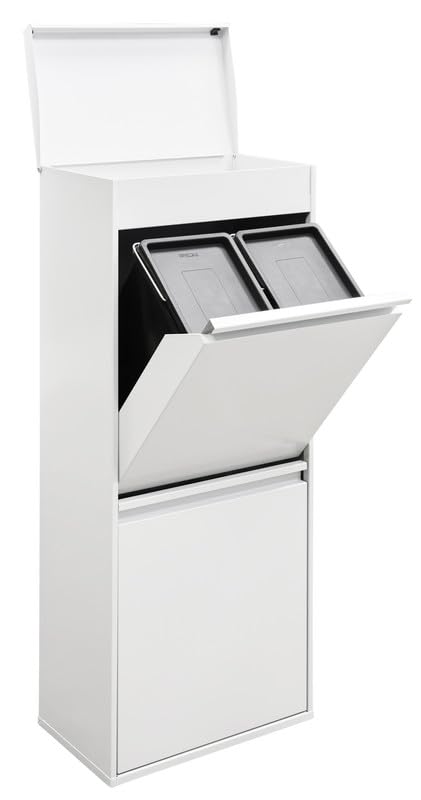 ARREGUI Top CR421-B Recycling Container | Waste Container with Storage Compartment | 3 Compartments 11+11+23 L (45 L) | Inner Buckets for PMD and GFT | Recycle Bin for Waste Separation | Waste Bin for - QUORE