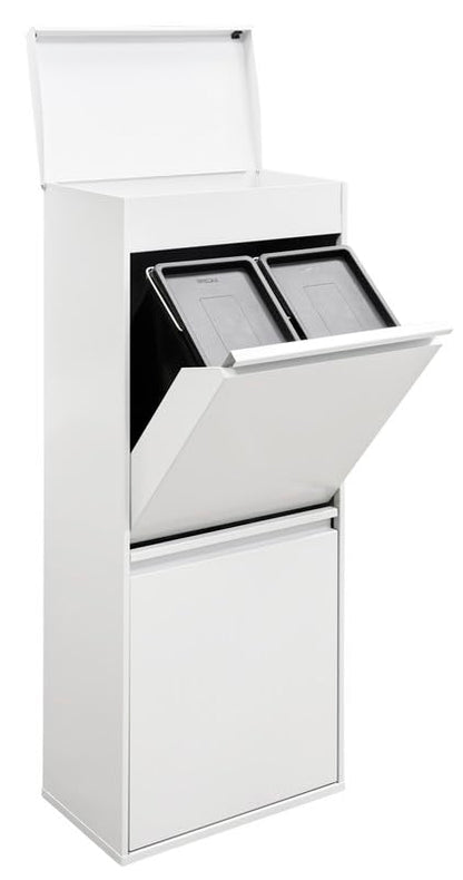 ARREGUI Top CR421-B Recycling Container | Waste Container with Storage Compartment | 3 Compartments 11+11+23 L (45 L) | Inner Buckets for PMD and GFT | Recycle Bin for Waste Separation | Waste Bin for - QUORE