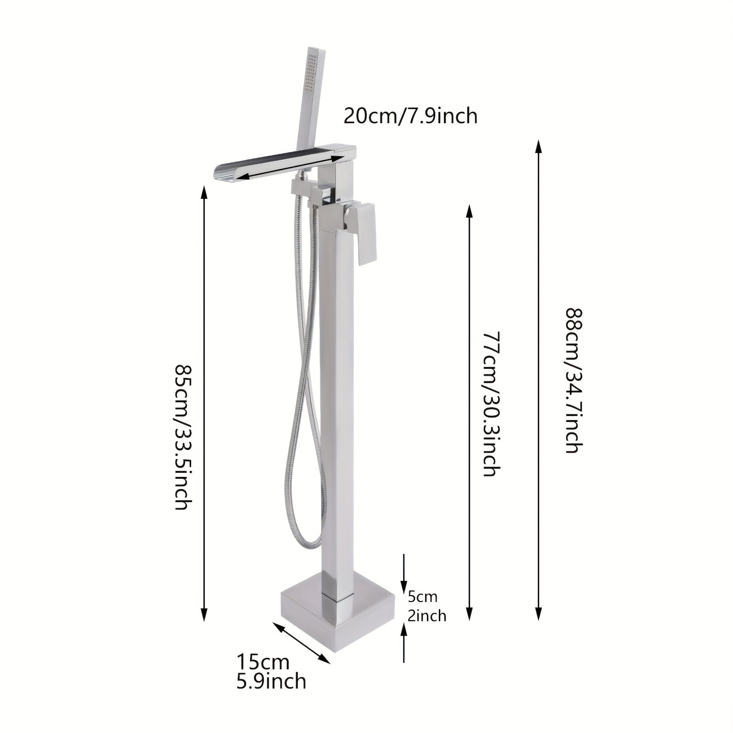 Vrijstaande Badkraan – Vloerkraan – Badmengkraan – Vrijstaand Kraan – Badkuipkraan – Chroom Afwerking – Hoogte 88 cm