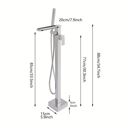 Vrijstaande Badkraan – Vloerkraan – Badmengkraan – Vrijstaand Kraan – Badkuipkraan – Chroom Afwerking – Hoogte 88 cm