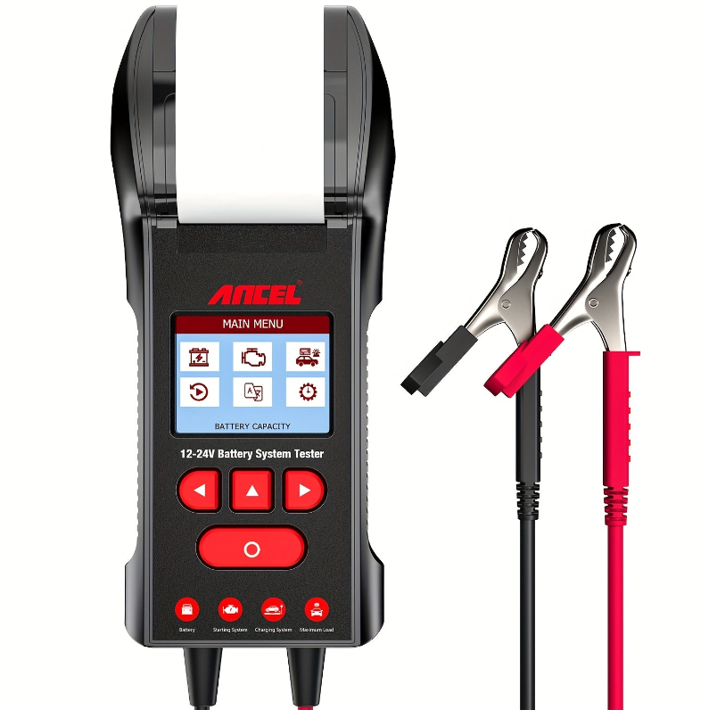 Batterijtester – Accutester – Accutestapparaat – Auto Accumeter – Accu Diagnose – 12V en 24V Batterijen – Ingebouwde Printer voor Directe Afdrukken