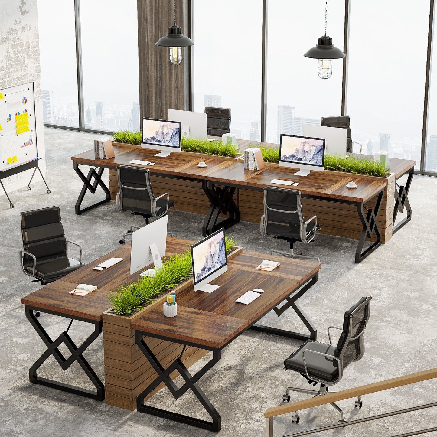 Bureautafel – Computerbureau – Werkplektafel – Studietafel – Kantoortafel – Bruin – 160x70x75 cm – Dikke Houten Tafelplaat Met Metaal Frame