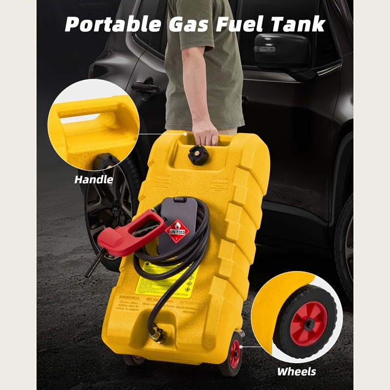 Brandstoftank – Benzinetank – Dieseltank – Brandstofcontainer – Mobiele Tank – Geel – 56,78 Liter Inhoud – Hevelpomp Met Wielen