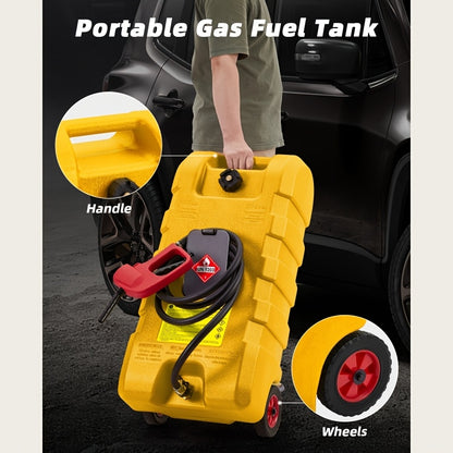 Brandstoftank – Benzinetank – Dieseltank – Brandstofcontainer – Mobiele Tank – Geel – 56,78 Liter Inhoud – Hevelpomp Met Wielen