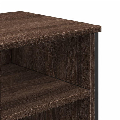 Modern Brown Oak Bathroom Sink Cabinet - Engineered Wood Storage with Towel Rack & Hooks, 91x35x60cm, Perfect for Washroom Organization, Bathroom Organizers And Storage