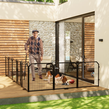 16 Panels 81.28 cm Height Heavy Duty Dog Playpen | Folding Indoor Outdoor Anti-Rust Iron Dog Exercise Fence with Door for Large Medium Small Dogs and Pets, Assembled by GAOMON