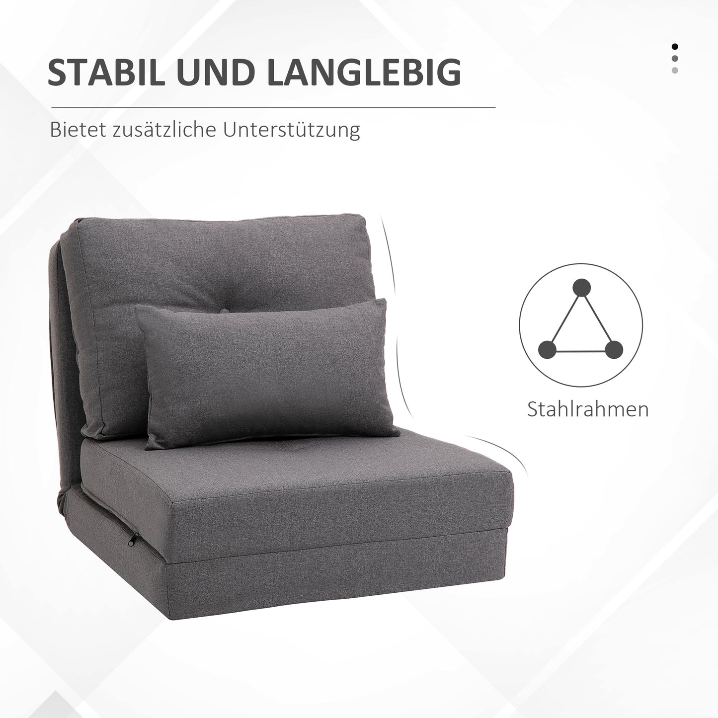 Vloerstoel – Vloermatras – Opklapbare Zitmat – Slaapmat – Klapstoel – Donkergrijs – 2-in-1 Ontwerp – Afneembaar Wasbaar Kussen