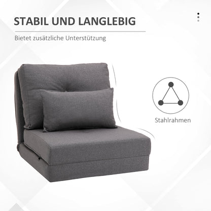 Vloerstoel – Vloermatras – Opklapbare Zitmat – Slaapmat – Klapstoel – Donkergrijs – 2-in-1 Ontwerp – Afneembaar Wasbaar Kussen