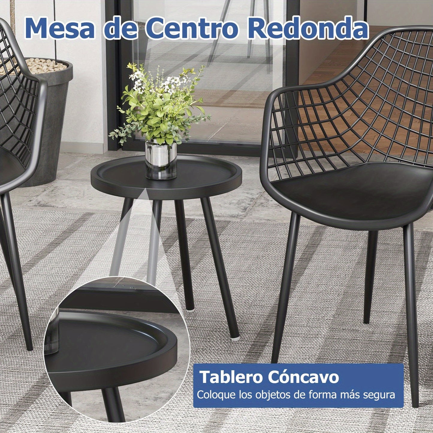 Tuinstoelset – Tuinstoelen – Bistroset – Stoel En Tafel Set – Balkonset – PP Zitting En Tafelblad – Metalen Frame – Comfortabel En Weerbestendig