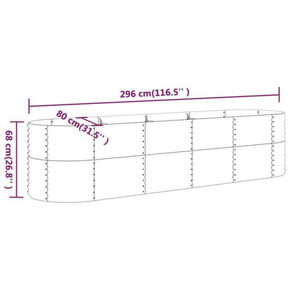 Bloembak – Plantenbak – Plantenrek – Bloempot – Tuinbak – Stevig – Gepoedercoat Staal 296x80x68 cm Grijs