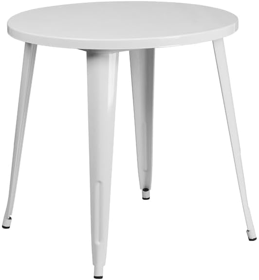 Flash Furniture Jeffrey Tuintafel voor binnen en buiten, rond, 76,2 cm, wit