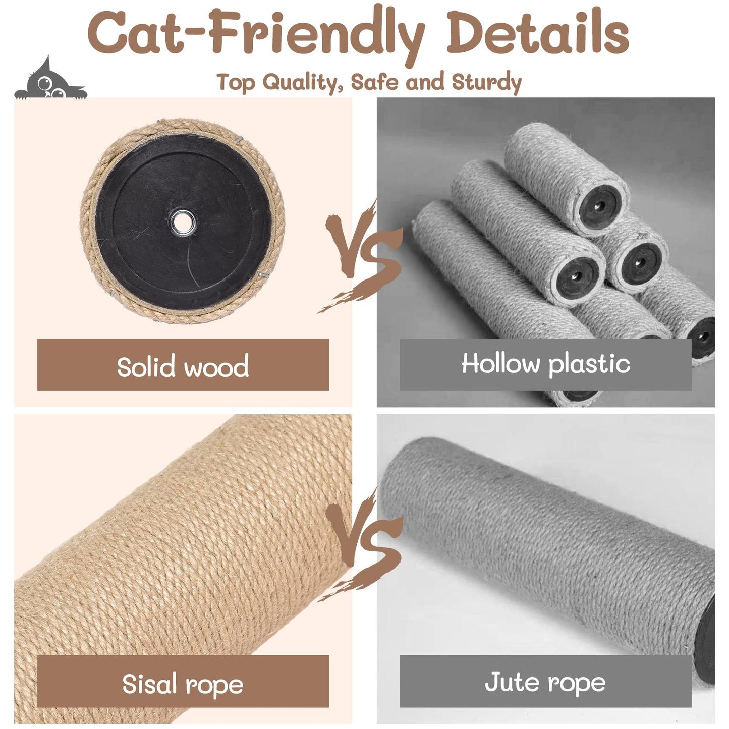 Krabpaal – Kattenboom – Kattenhuis – Kattenmeubel – Klimmeubel – 5-in-1 Muurklimset – Massief Hout – Ruimtebesparend Design