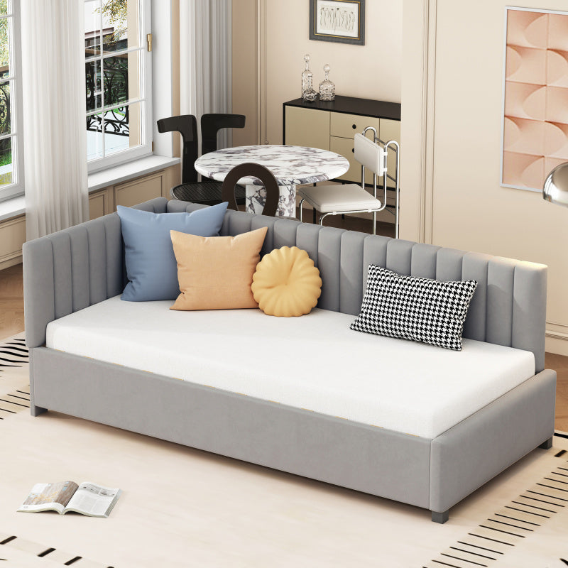 Bedbank – Slaapbank – Logeerbed – Sofa Bed – Bedmeubel – Velourse stof – Lattenbodem – 90x200 cm – Multifunctioneel design