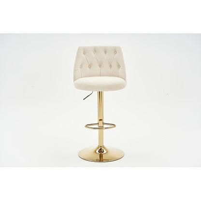 Barkrukken – Barstoelen – Krukken – Barkruk Sets – Barkruk Met Rugleuning – Verstelbare Hoogte – Zachte Stoffen Bekleding – Zwart Metalen Onderstel – Set Van 2 – Beige