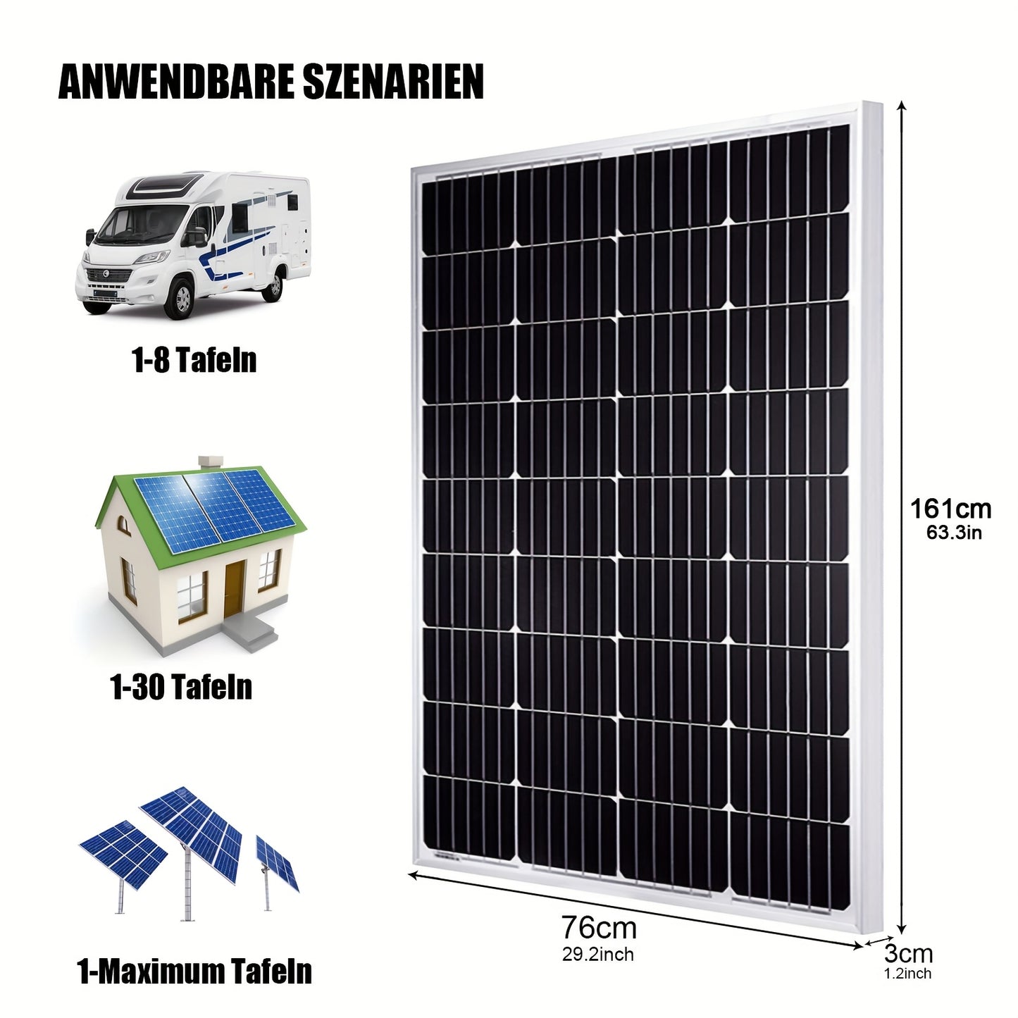 Zonnepaneel – Solar Panel – Zonnecel – Energiepaneel – Duurzaam Paneel – 100W Monokristallijn – 19% Efficiëntie – Lichtgewicht Glasbescherming