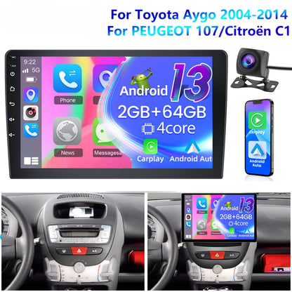 10 Inch Android Carplayer – Multimedia Autoradio – Touchscreen Navigatiesysteem – Draadloze Carplay – AHD Achteruitrijcamera – 2GB RAM + 64GB Opslag – HiFi FM RDS Radio