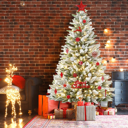Kunstkerstboom – Kunstkerstboom Met Verlichting – Kunstboom – Kerstboom – Kerstdecoratie – 225 cm Hoog – Sneeuweffect Met Warm Witte LED’s – PE en PVC Takken