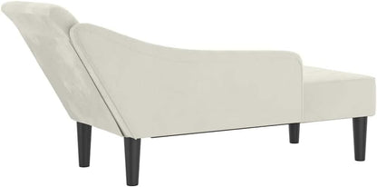 Chaise Longue – Lounge Sofa – Divan – Loungestoel – Zithoek Bank – Velvet Creme – Compact Formaat – Zacht Luxe Zitcomfort