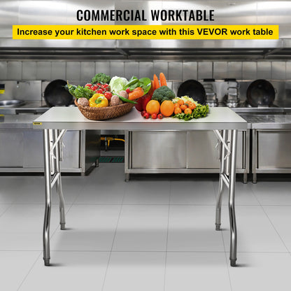 Werktafel – RVS Werkbank – RVS Tafel – Keukentafel – Werkbank Inklapbaar – Roestvrij Staal 201 – 122x61 cm – Draagvermogen 100 kg