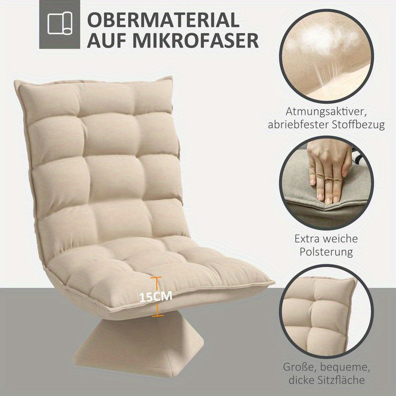 Relaxing reading chair, swivel, linen look, 62cm x 70cm x 95cm, beige, Cozy Armchair, Home Library Chair, Classic Design, Modern Classic, Quality Upholstery, Durable Construction, Reclining Chair, Lounge Chair, Small Space Li