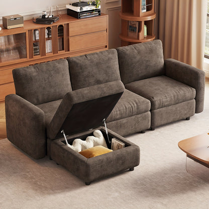 Hoekbank – Bankstel – Loungebank – Modulaire Sofa – U-Vormige Bank – 5-Zits Met Opbergruimte – Verstelbaar Tussen U- En L-Vorm – Stevig Houtvrij Frame