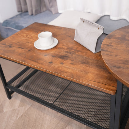 Salontafel – Koffietafel – Theetafel – Woonkamertafel – Bijzettafel – 2-in-1 Afneembaar – Robuust Hout Met Zwart Metalen Frame