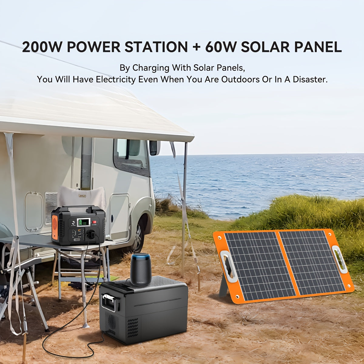 Draagbare Power Station – Generator Voor Camping – Camping Power Supply – Travel Power Source – Zonne-Generator – 151Wh Capaciteit – Inclusief 60W Zonnepaneel