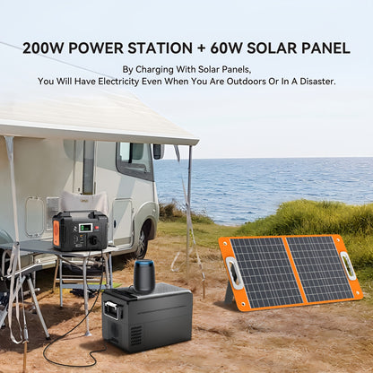 Draagbare Power Station – Generator Voor Camping – Camping Power Supply – Travel Power Source – Zonne-Generator – 151Wh Capaciteit – Inclusief 60W Zonnepaneel