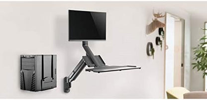 Monitor wandbeugel – Monitorhouder, monitorbeugel, schermbeugel, wandhouder – Voor 17-32 inch monitoren met toetsenbord en CPU houder – VESA 75x75/100x100, draagvermogen tot 9 kg