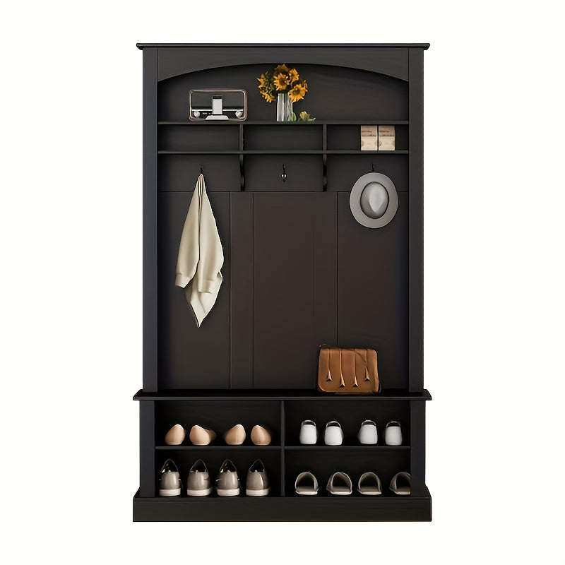 Zwarte Salontafel – Koffietafel – Woonkamertafel – Tafel Met Lades – Opbergtafel – Hoogglans Afwerking – 4 Lades Met Schuifblad – Bamboe, Draagvermogen 30 kg