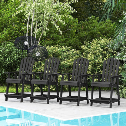 Adirondack stoel – hoge tuinstoel – balkonstoel – terrasstoel – barstoel – weerbestendig HDPE – met voetensteun zwart