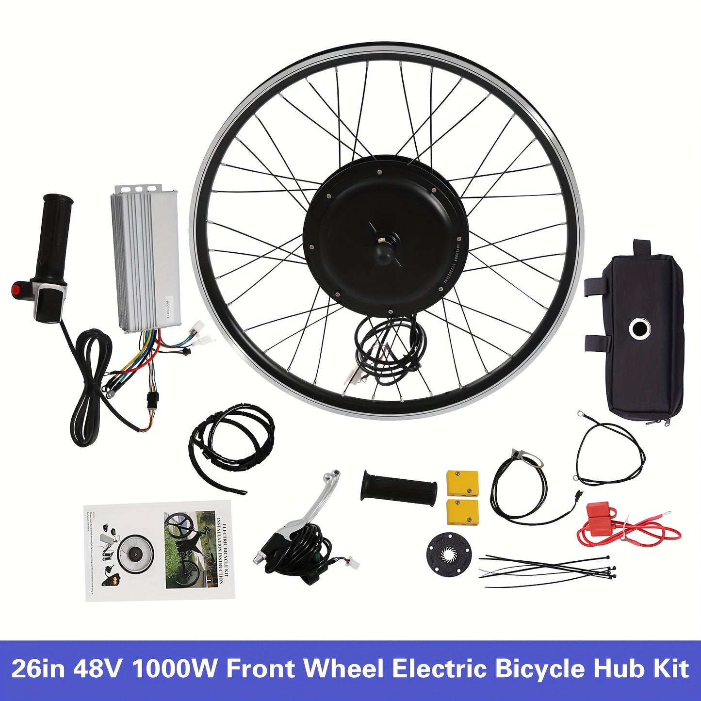 Fietswiel – Voorwiel – Stadsfiets Wiel – Elektrisch Wiel – Fiets Upgrade Kit – 26 Inch Aluminium Velg – 1000W Borstelloze Motor