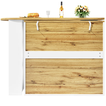 Barkast – Wijnrek – Drankkast – Bartafel – Keukentrolley – 360° Draaibaar – MDF Metalen Frame – 138x39x105 cm – 3 Deuren Met Uitneembare Scheidingswanden